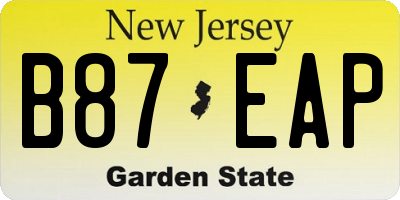 NJ license plate B87EAP