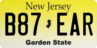 NJ license plate B87EAR