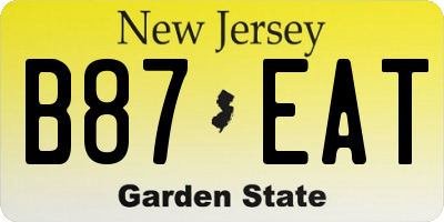 NJ license plate B87EAT