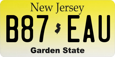 NJ license plate B87EAU
