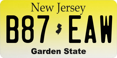 NJ license plate B87EAW