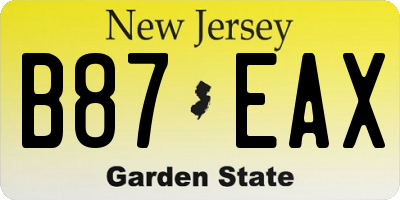 NJ license plate B87EAX