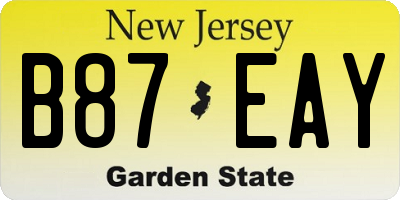 NJ license plate B87EAY
