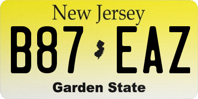 NJ license plate B87EAZ