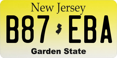 NJ license plate B87EBA