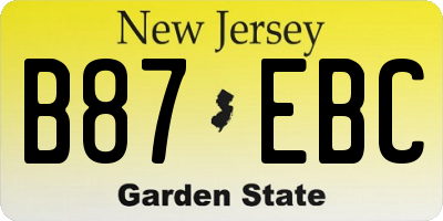 NJ license plate B87EBC