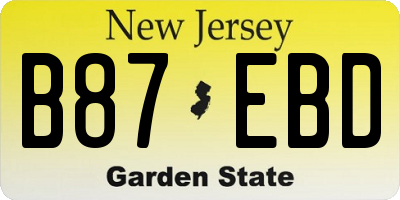 NJ license plate B87EBD