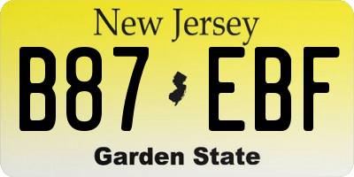NJ license plate B87EBF