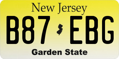NJ license plate B87EBG