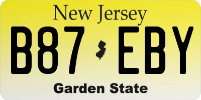 NJ license plate B87EBY