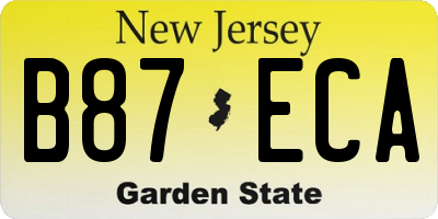 NJ license plate B87ECA