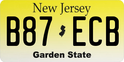 NJ license plate B87ECB