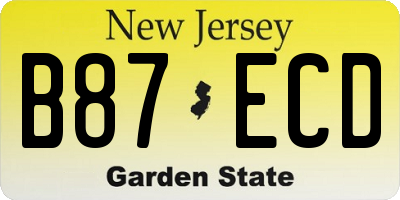 NJ license plate B87ECD