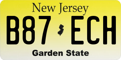 NJ license plate B87ECH