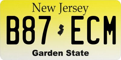 NJ license plate B87ECM