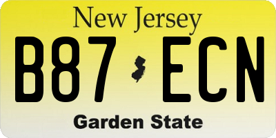 NJ license plate B87ECN