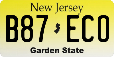 NJ license plate B87ECO