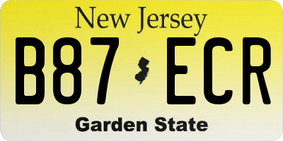 NJ license plate B87ECR