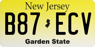 NJ license plate B87ECV