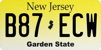 NJ license plate B87ECW