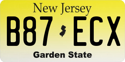 NJ license plate B87ECX