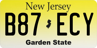 NJ license plate B87ECY