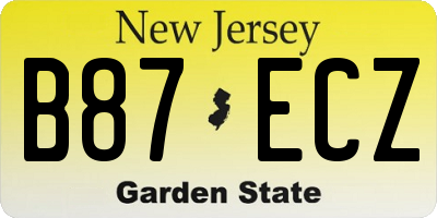 NJ license plate B87ECZ