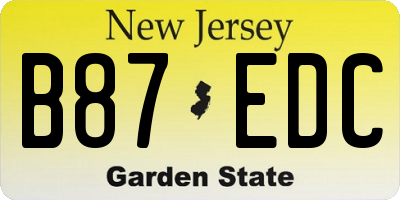 NJ license plate B87EDC
