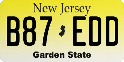 NJ license plate B87EDD