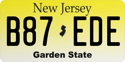 NJ license plate B87EDE