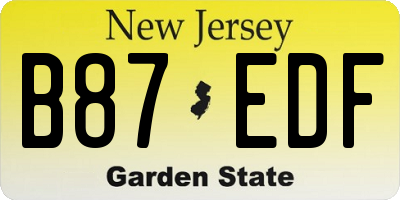 NJ license plate B87EDF