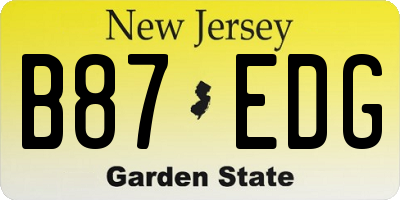 NJ license plate B87EDG