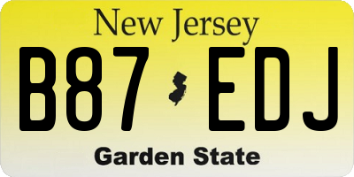 NJ license plate B87EDJ