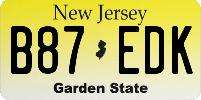NJ license plate B87EDK