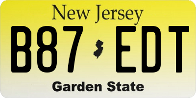 NJ license plate B87EDT