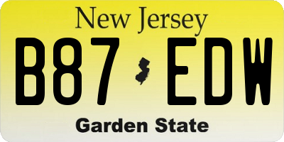 NJ license plate B87EDW