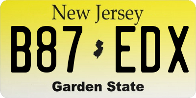 NJ license plate B87EDX