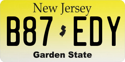 NJ license plate B87EDY