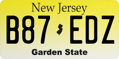 NJ license plate B87EDZ