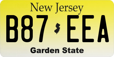 NJ license plate B87EEA