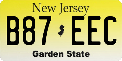 NJ license plate B87EEC