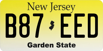 NJ license plate B87EED