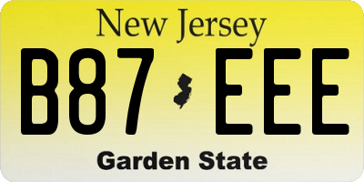 NJ license plate B87EEE
