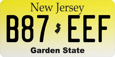 NJ license plate B87EEF