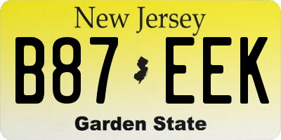 NJ license plate B87EEK