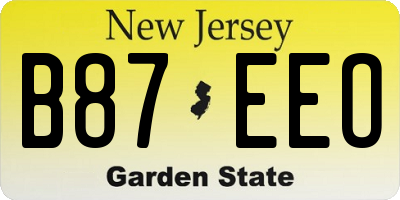 NJ license plate B87EEO