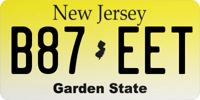 NJ license plate B87EET