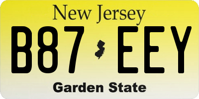 NJ license plate B87EEY