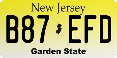 NJ license plate B87EFD
