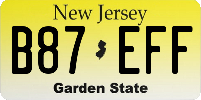 NJ license plate B87EFF